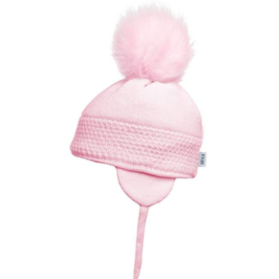 satila daisy faux fur pom hat pink