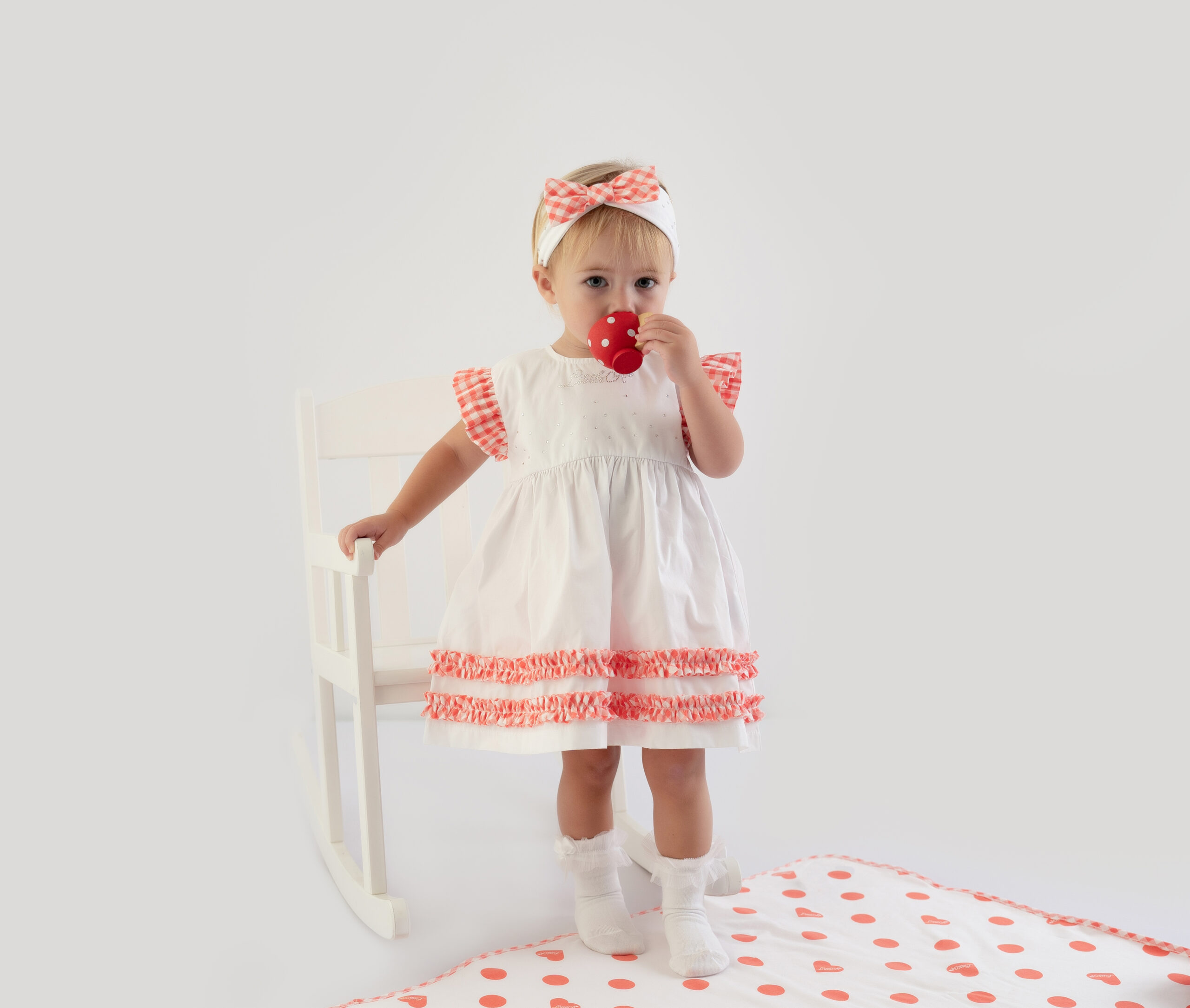 Little A By ADee Heather White & Gingham Dress