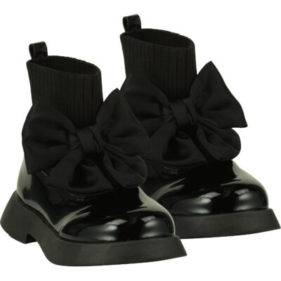 ADee Mary Jane Bow Wellie Boot In Black