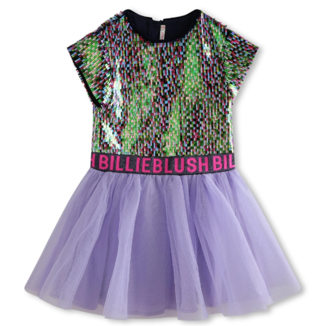 Billieblush Metalic Sequin & Tule Dress