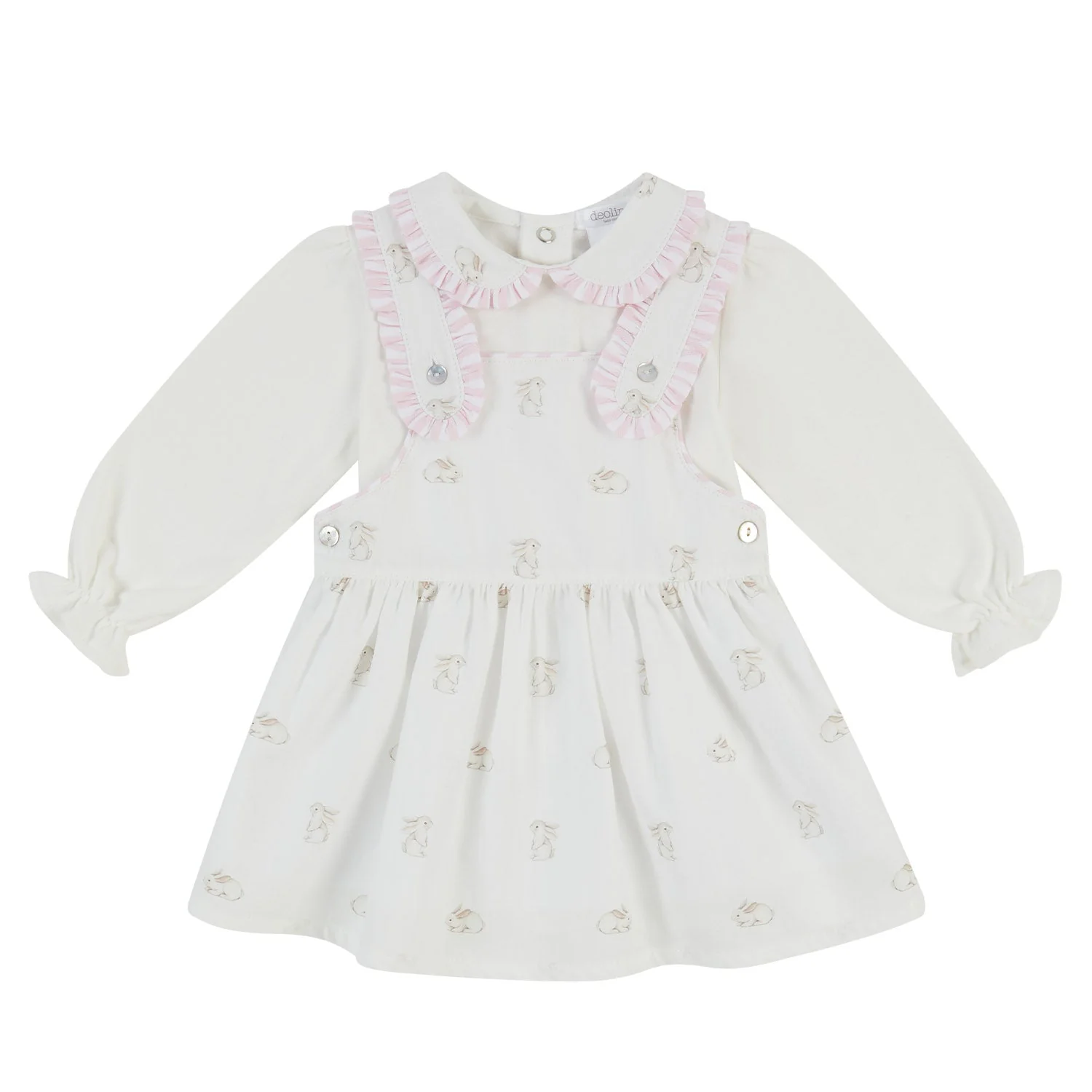 Deolinda Pink Bunny Rabbit Pinafore Dress & Top