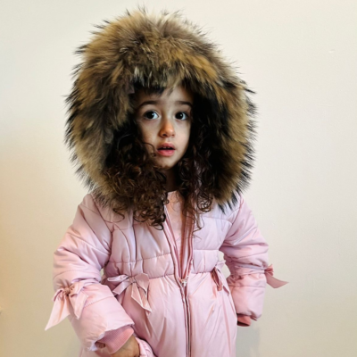 Bufi Girls Pink Hooded Coat With Bows