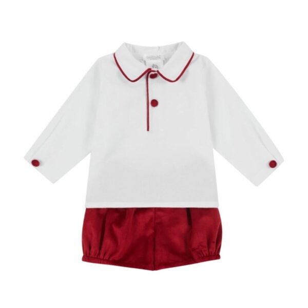 Deolinda Boys Red Velour Shorts & Shirt