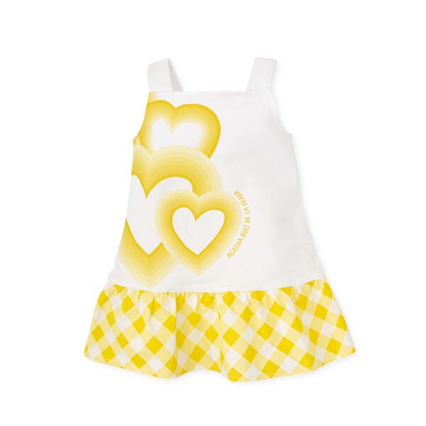 Agatha Yellow & White Gingham Hearts Dress