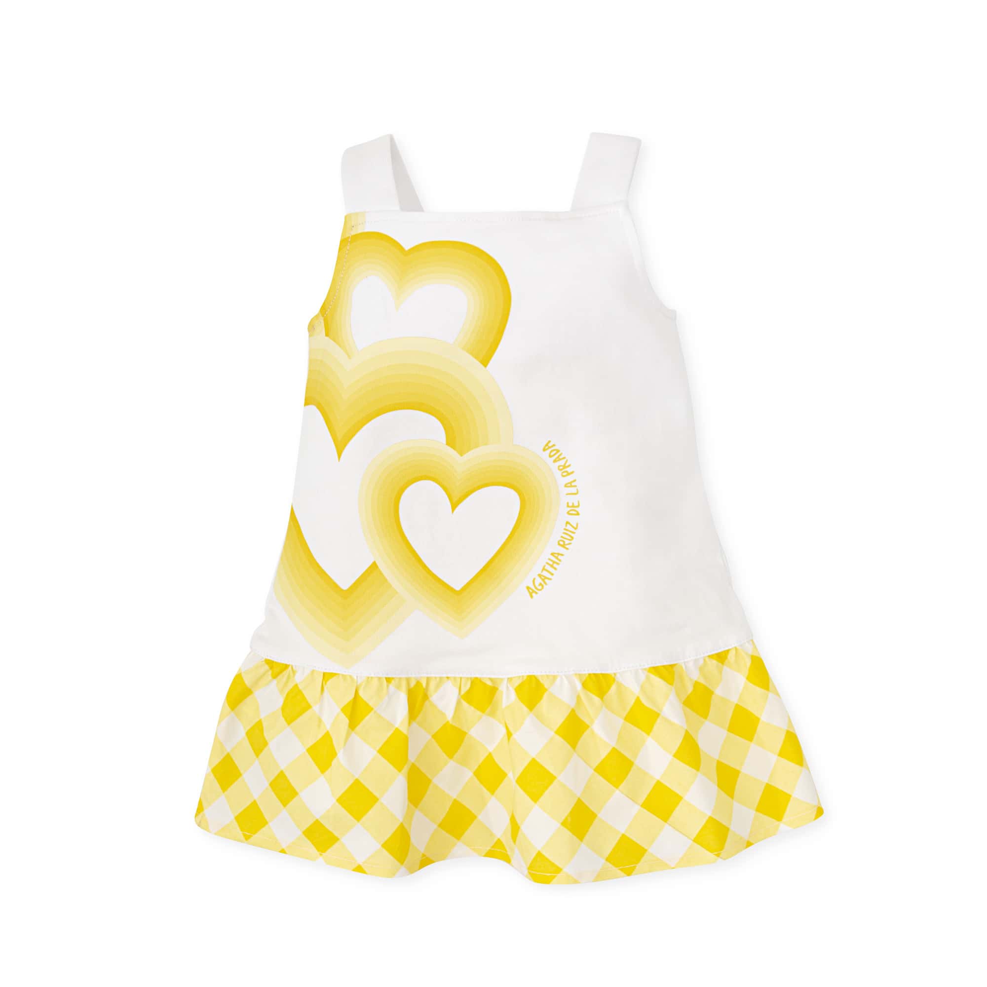 Agatha Yellow & White Gingham Hearts Dress