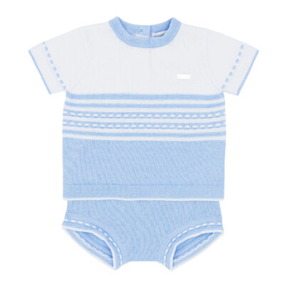 Blues Baby Blue & White Knitted 2 Piece