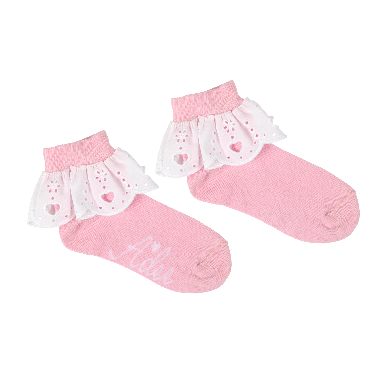ADee Chic Chevron Broaderie Anglaise Ankle Socks Pink