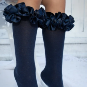 Caramelo Ruffle Knee High Socks in Black
