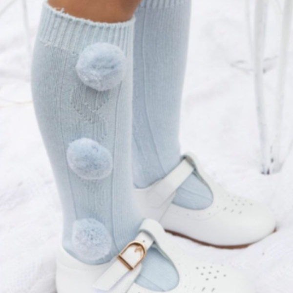 Caramelo Pom Pom Socks Blue