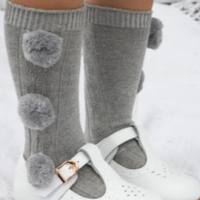 Caramelo Pom Pom Socks Grey